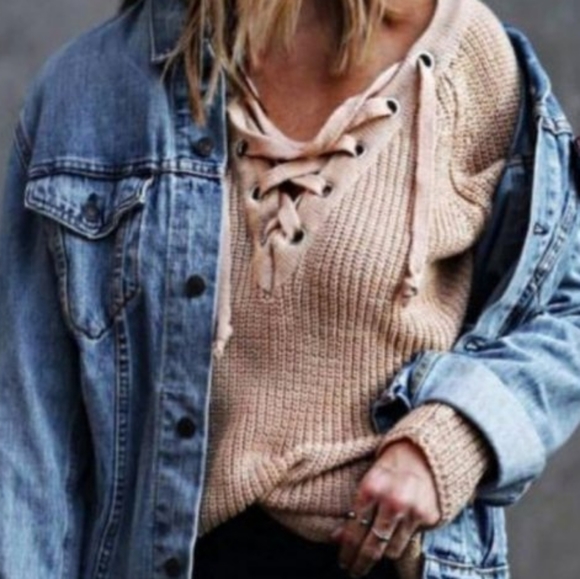 Lace-Up Sweater - Picture 3 of 3